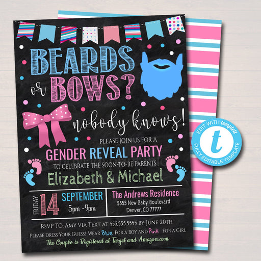 Bobber or bow gender reveal party Template