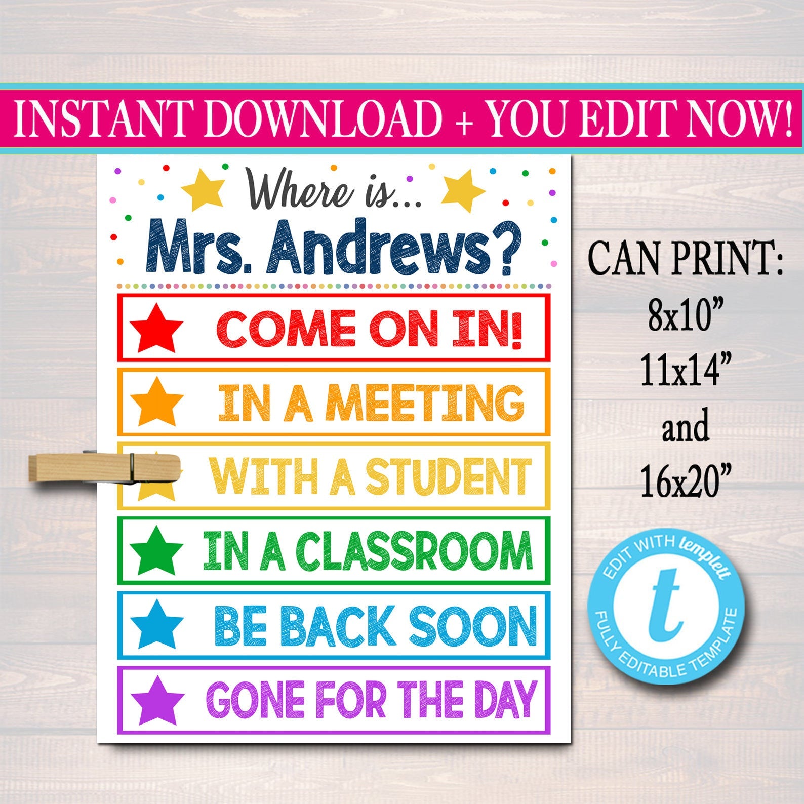 Spanish Class Editable Welcome Sign Instant Download Teacher