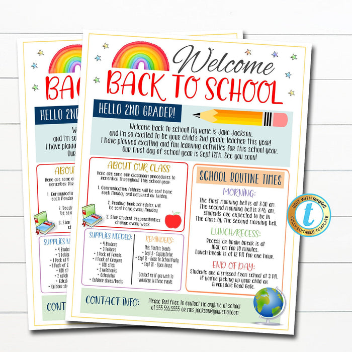 Back To School Newsletter Tidylady Printables