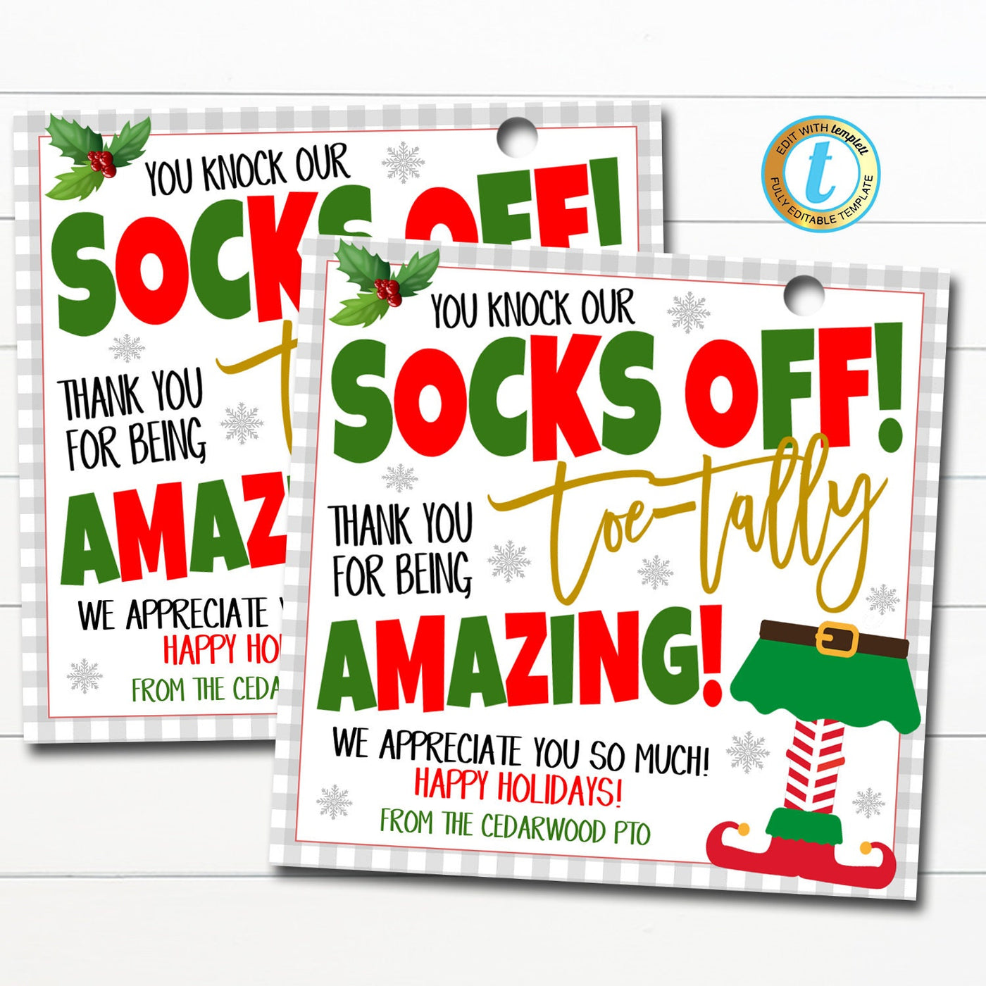 Christmas Appreciation Sock Gift Tags  TidyLady Printables