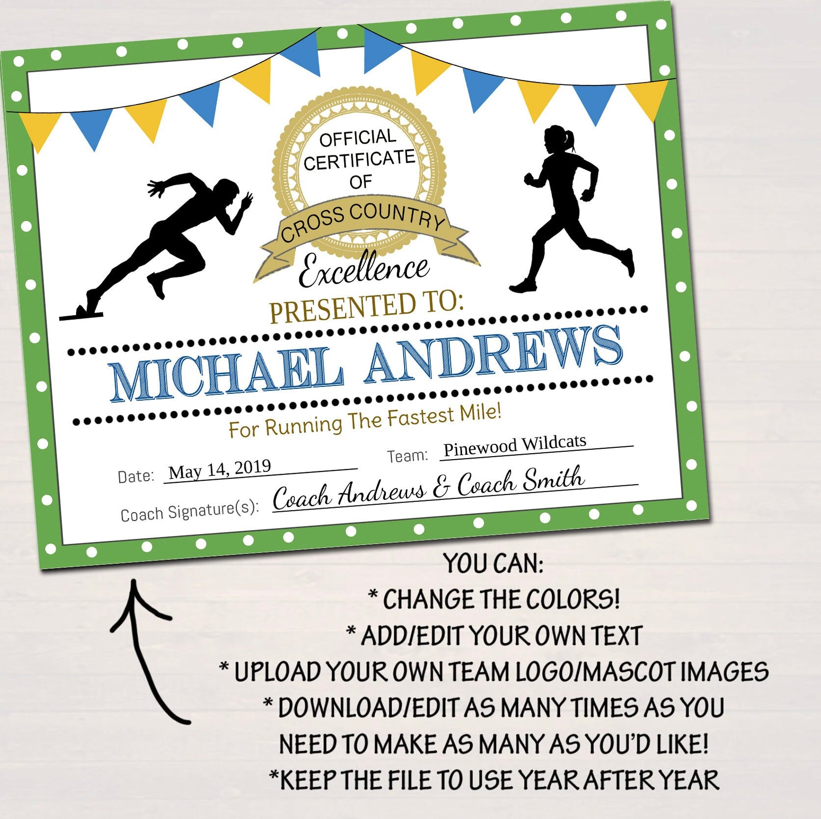 Cross Country Award Certificates TidyLady Printables