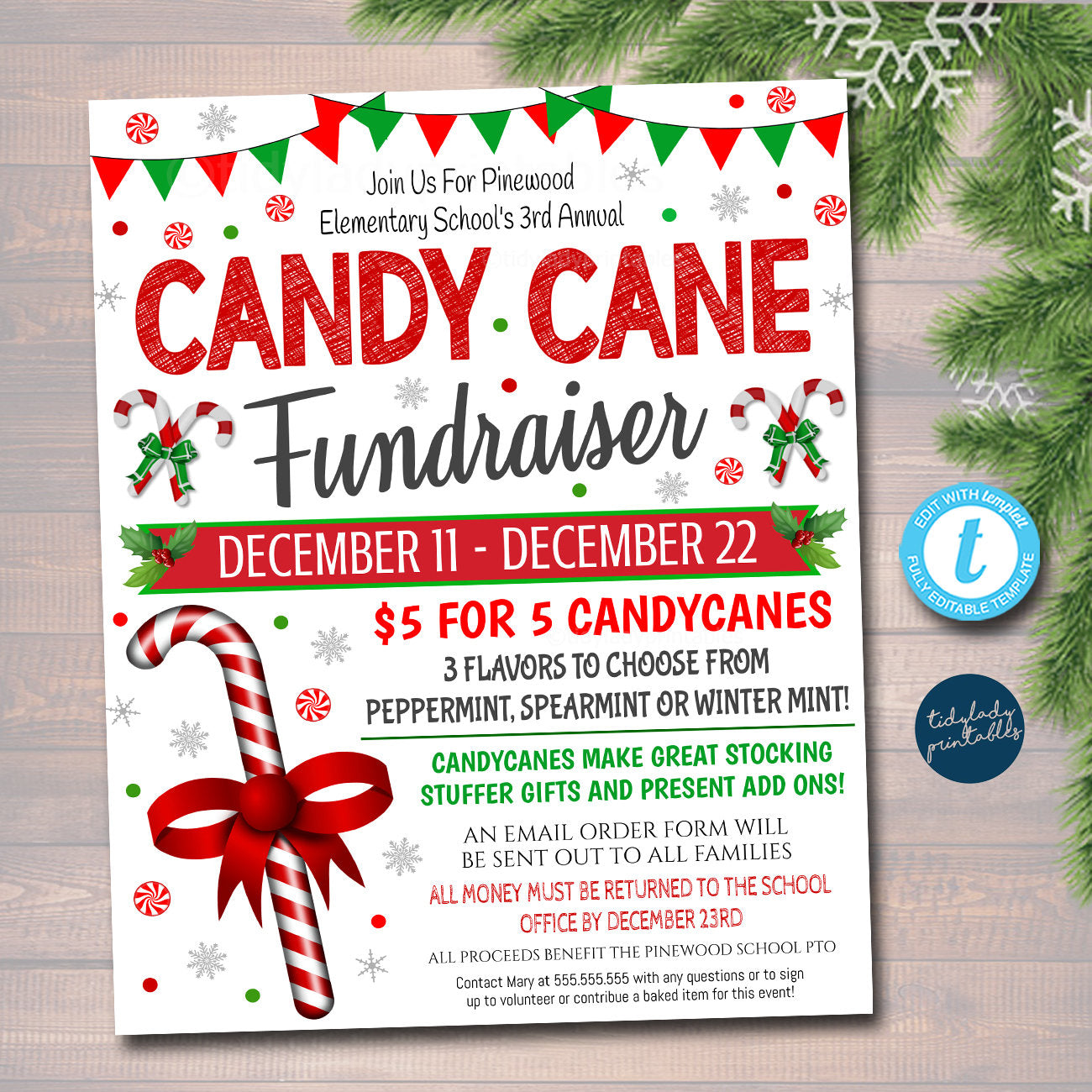 Christmas Gift Wrap Fundraiser Flyer, PTO PTA School Gift Wrapping Event