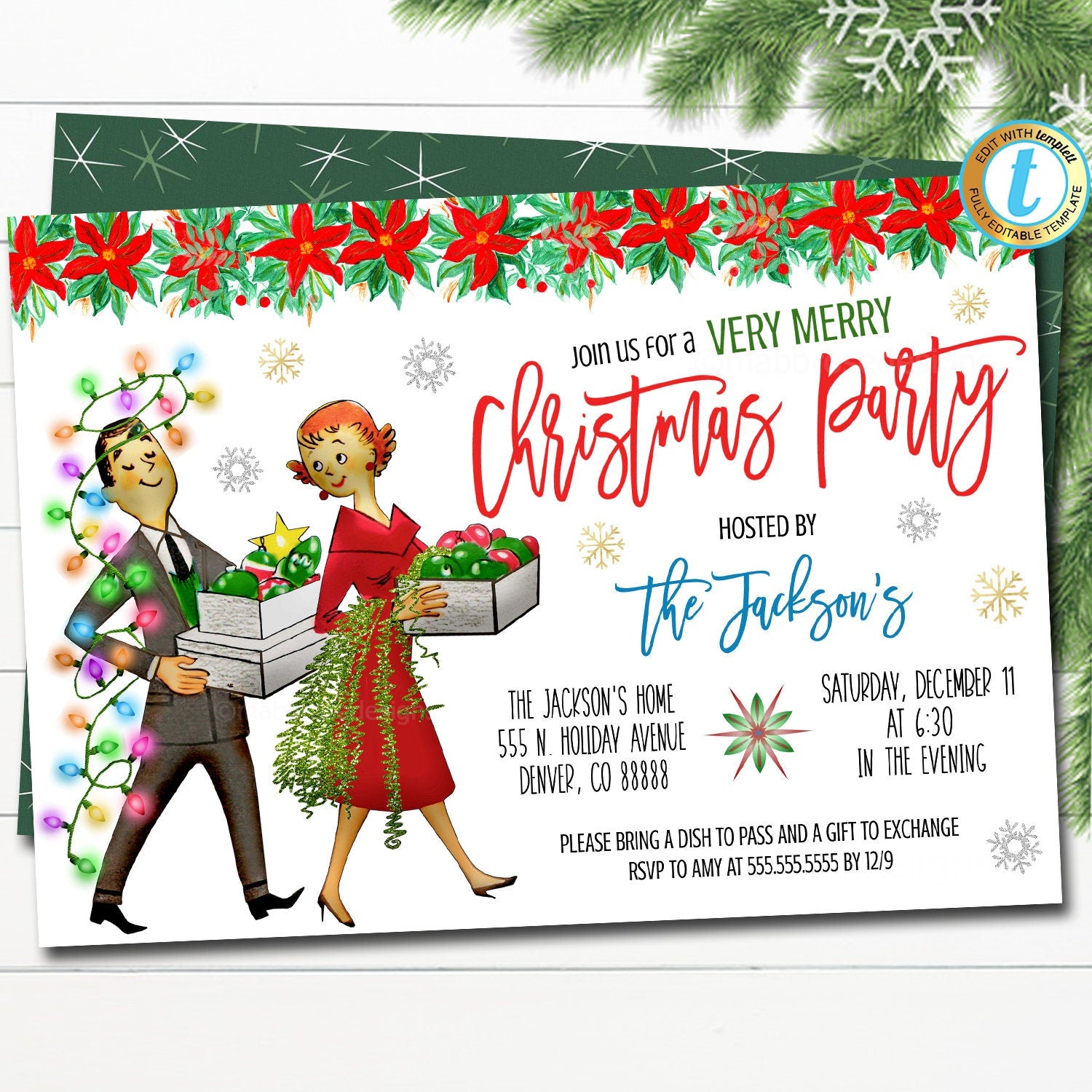 vintage holiday party invitations