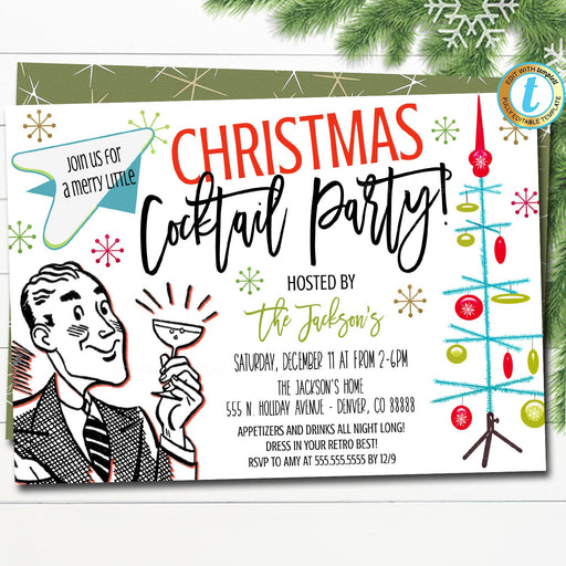 Christmas Party Invitation, 80's Rockin Holiday Party Retro
