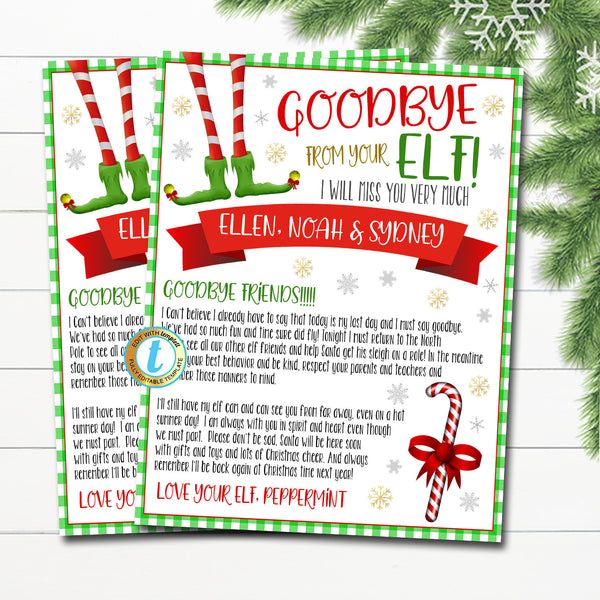 Christmas Elf Goodbye Letter | TidyLady Printables