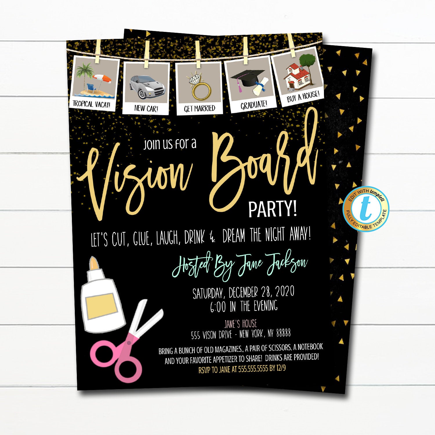 Vision Board Party Invitation Template Polito Weddings