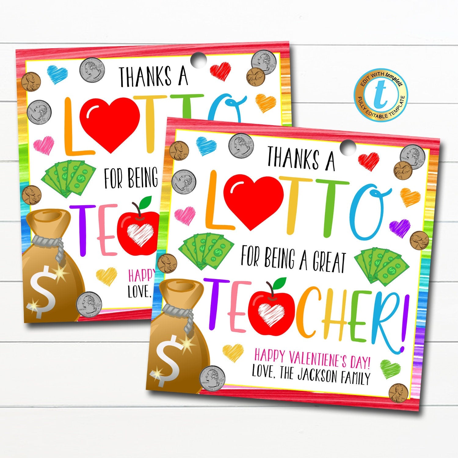 Thank You Lottery Ticket Holder Printable Appreciation Gift