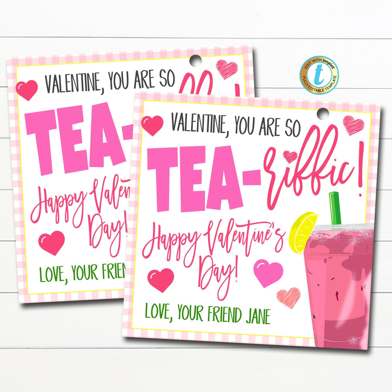 Valentine Iced Tea Gift Tags  You're Tea-riffic! — TidyLady