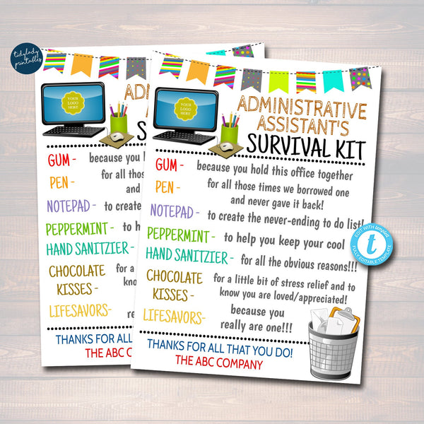 Administrative Assistant Survival Kit Gift Tags TidyLady Printables