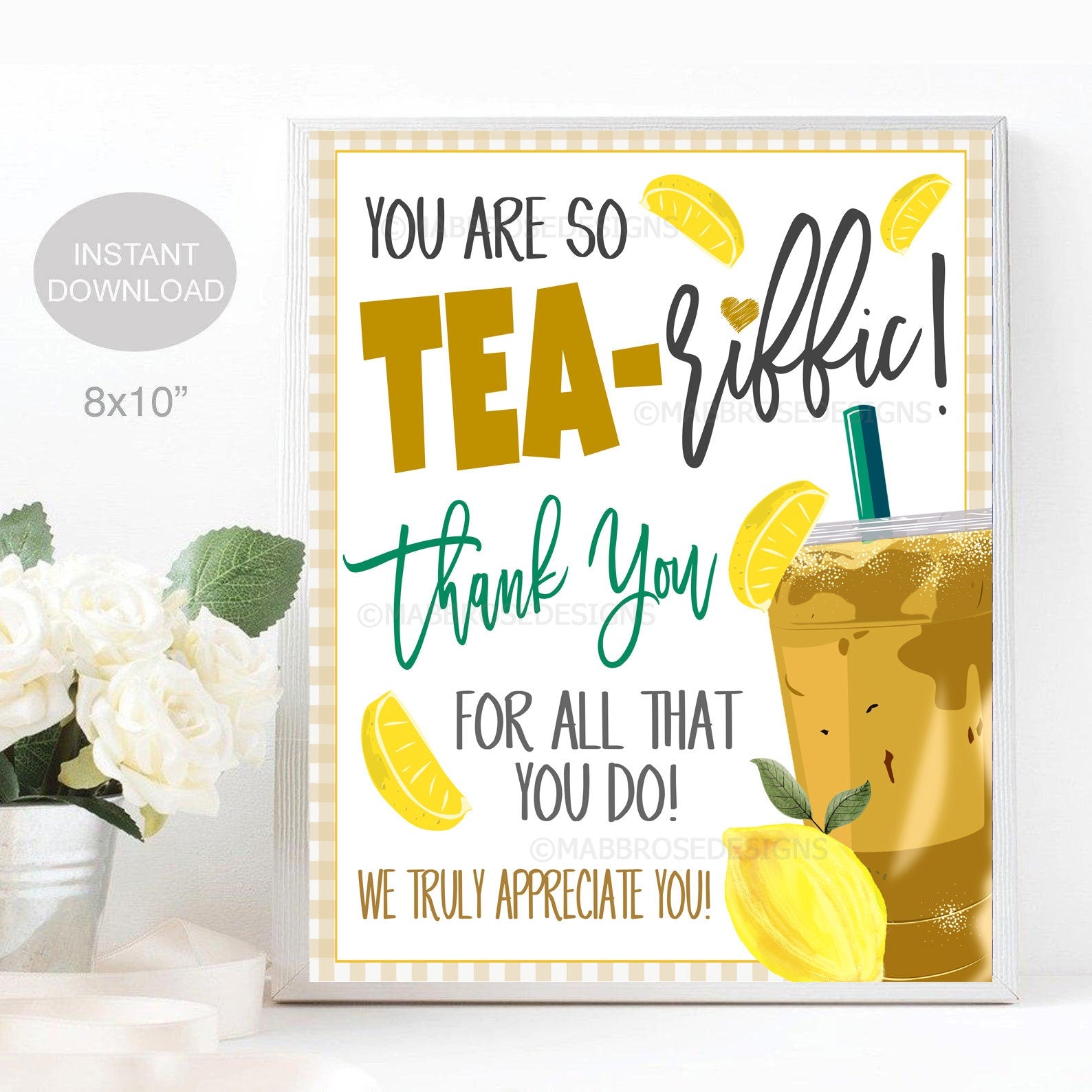 Iced Tea Gift Tags You're Tea-riffic Appreciation Tag 