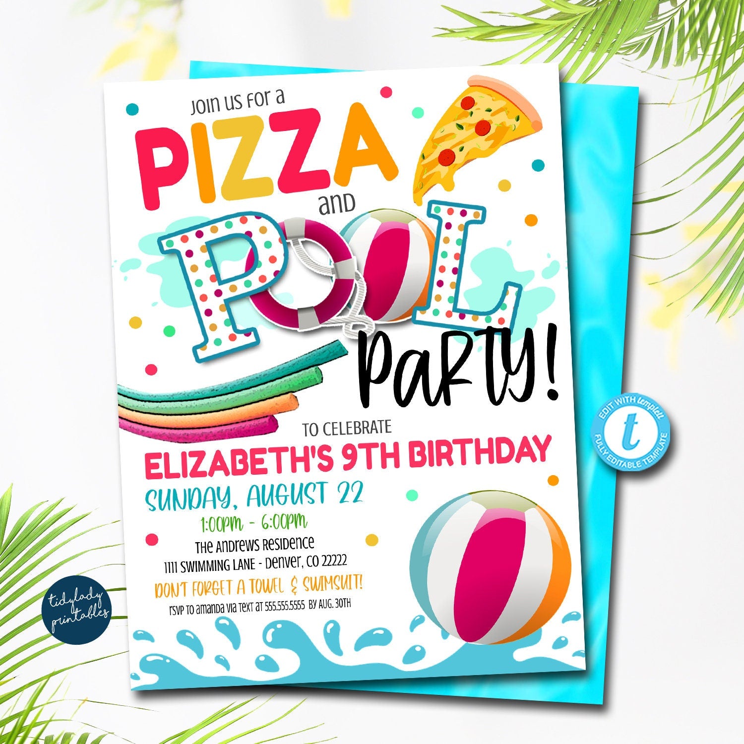 pizza party invitations for kids