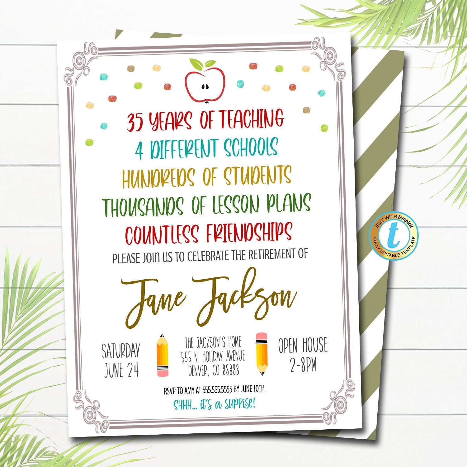 teacher retirement invitations