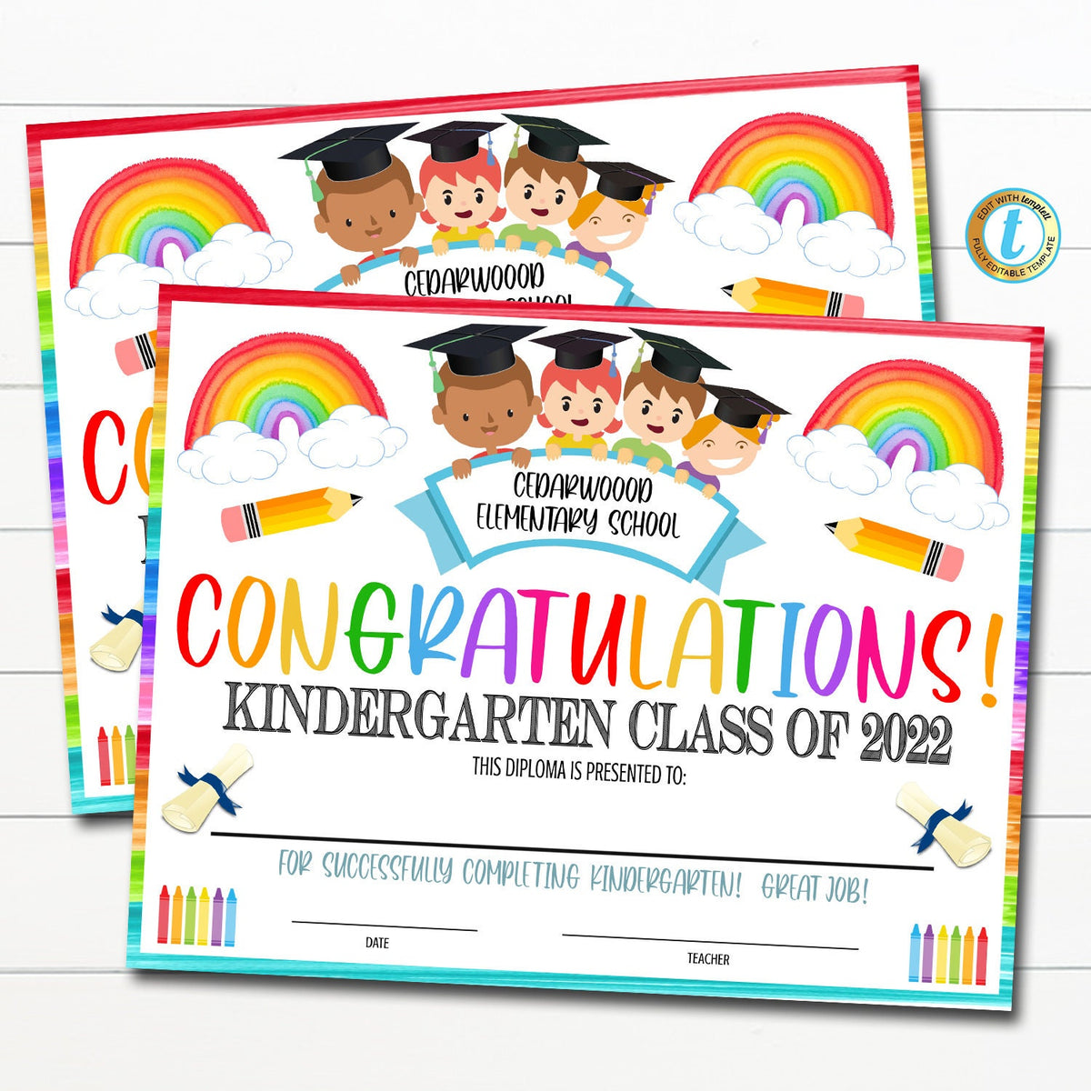 Kindergarten Graduation Certificate TidyLady Printables