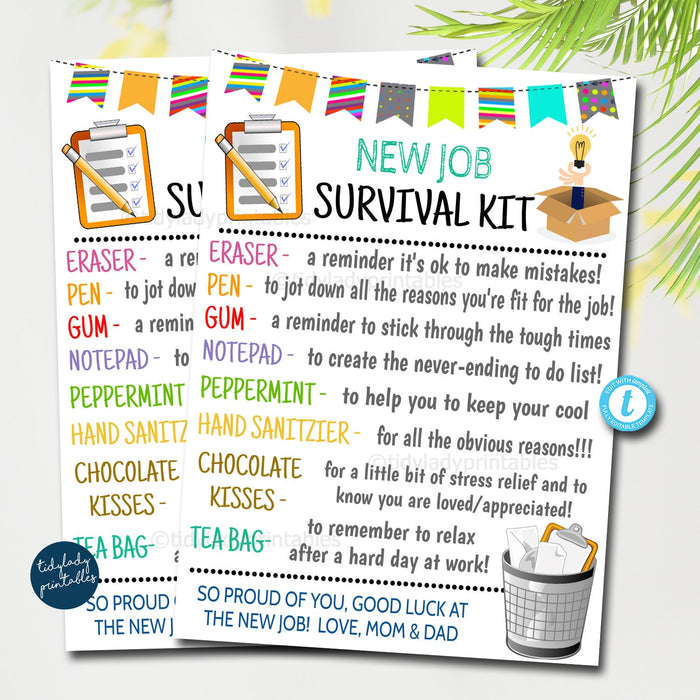 New Job Survival Kit Tag | TidyLady Printables