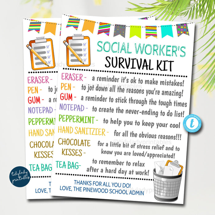 Social Worker's Survival Kit Gift Tag | TidyLady Printables