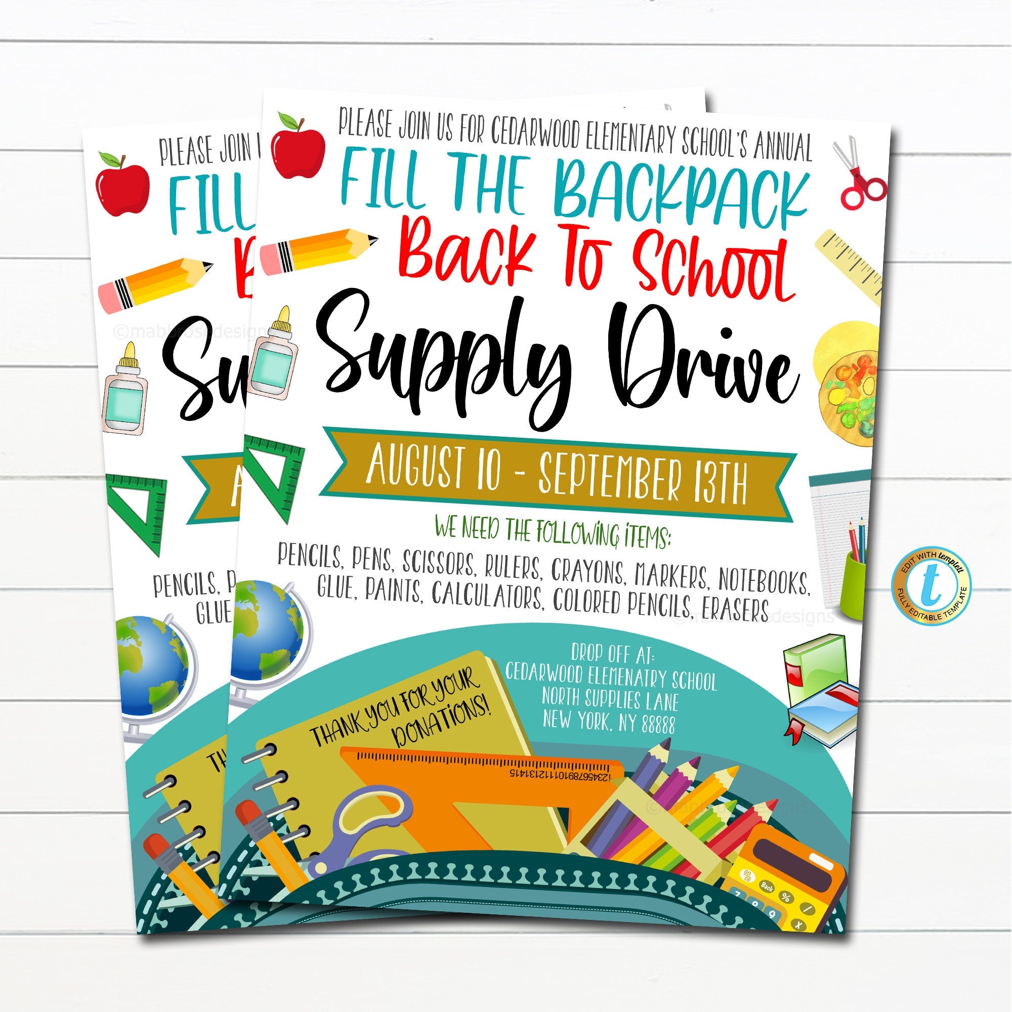 Offer Get Discount On School Supplies Online Flyer Template