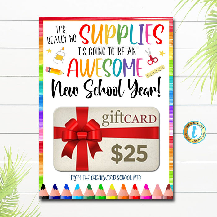 First Day of School Gift Card Holder Teacher Gift — TidyLady Printables