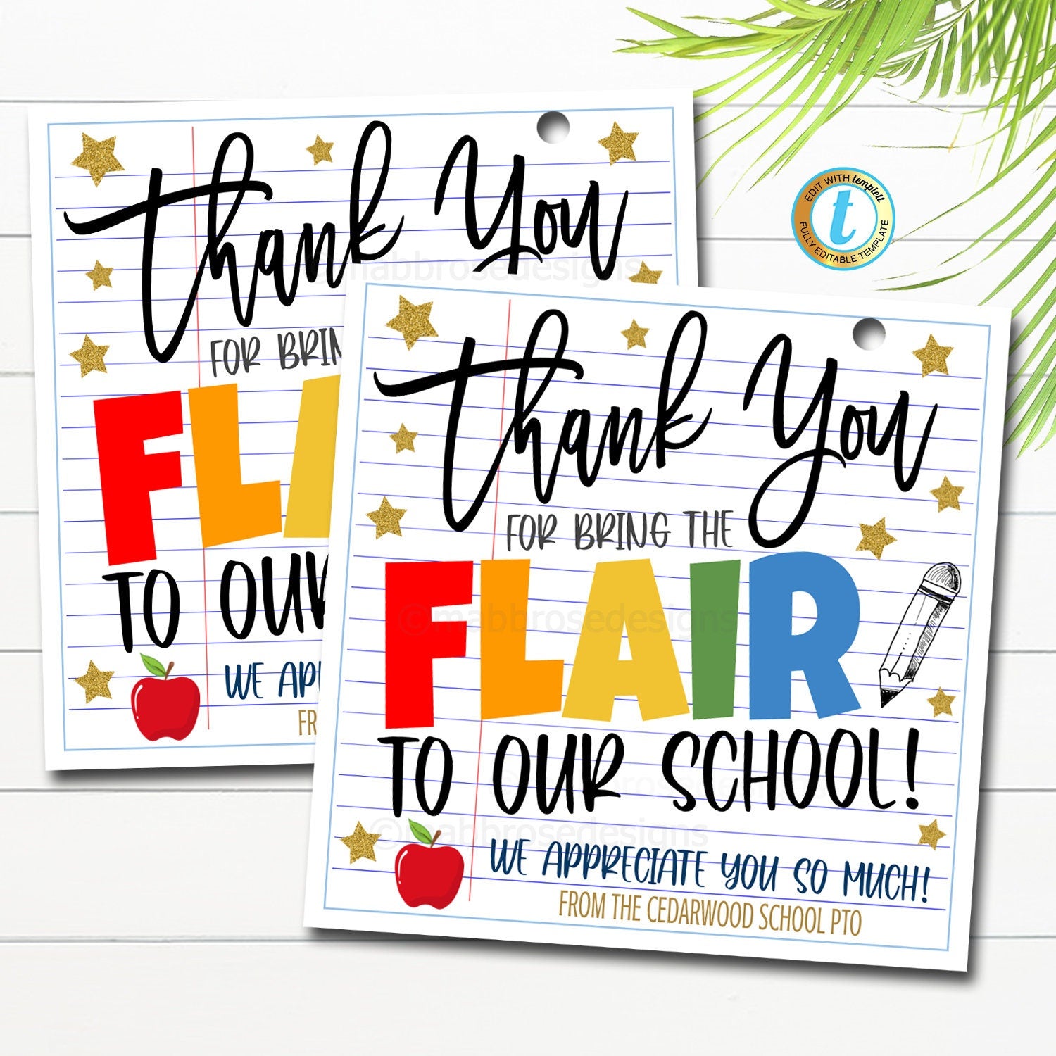 Teacher Appreciation- Flair Gift Tag – Langston Lettering