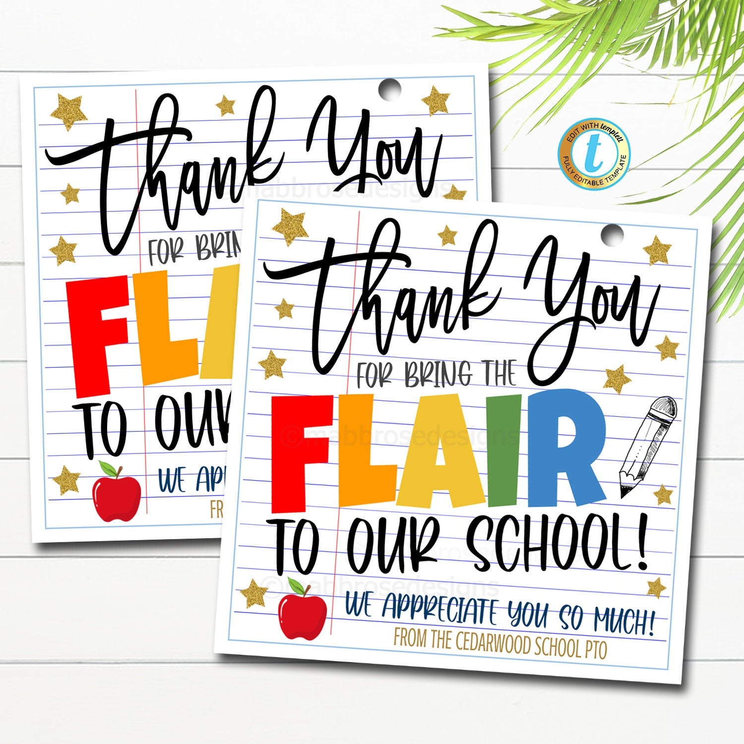 Teacher Appreciation Gift Tags Flair Pens