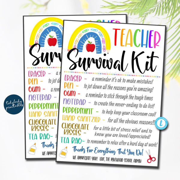 Teacher Survival Kit Printable