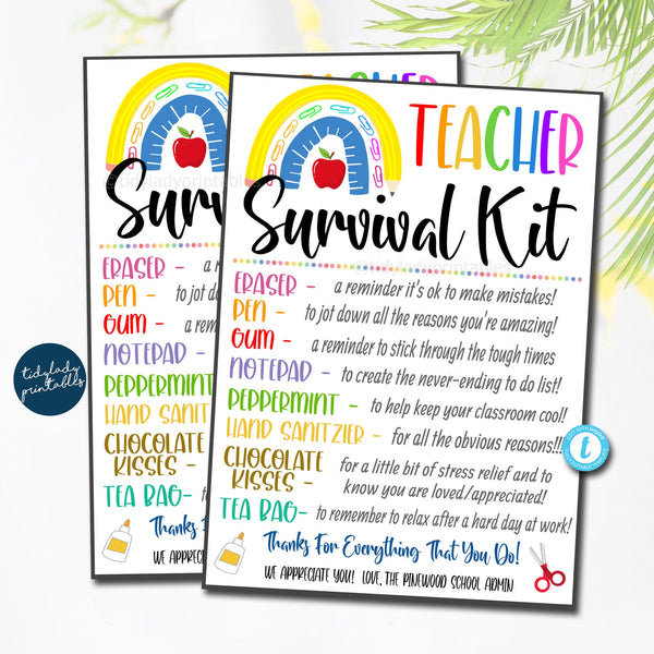 Teacher Survival Kit Printable TidyLady Printables