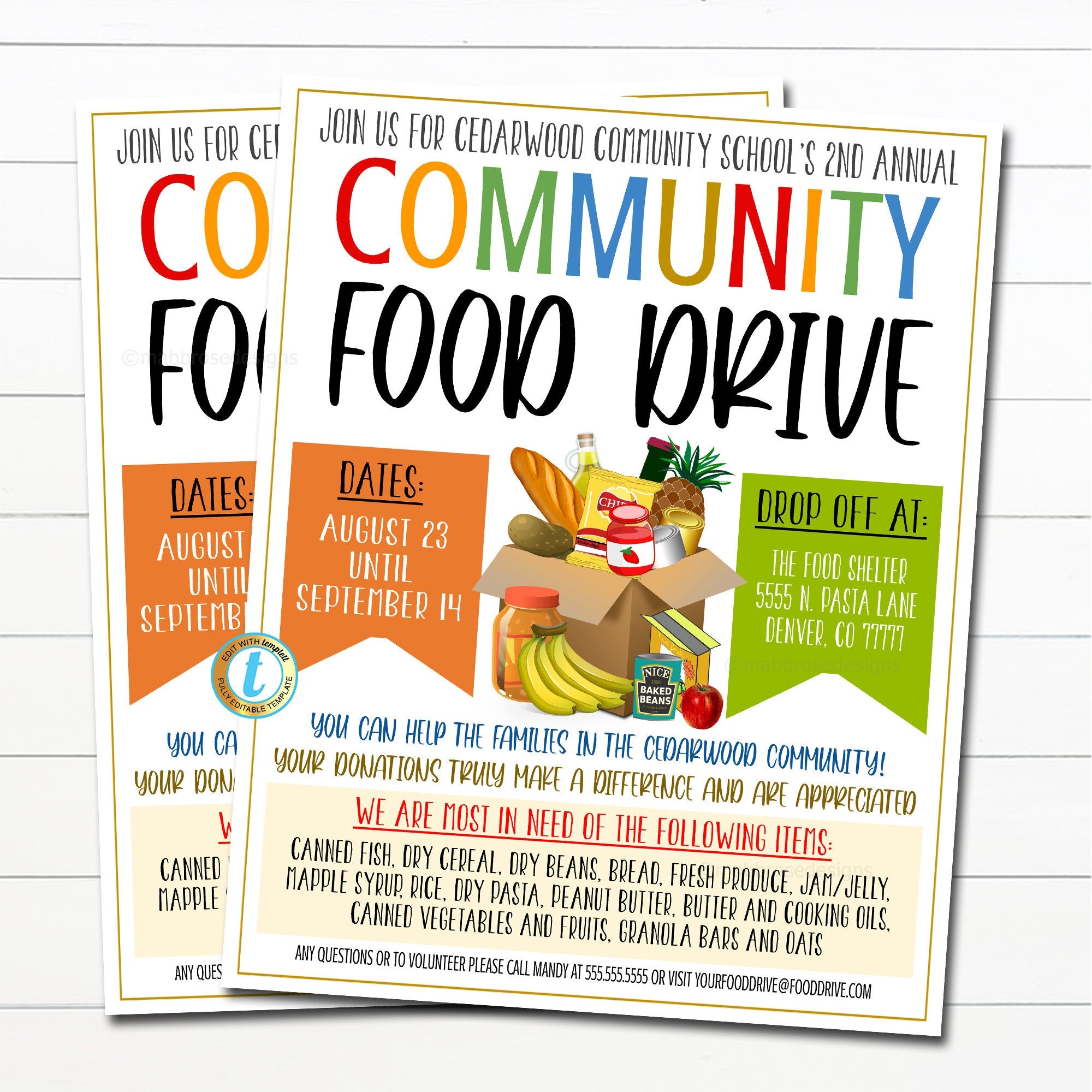 canned food drive flyer template