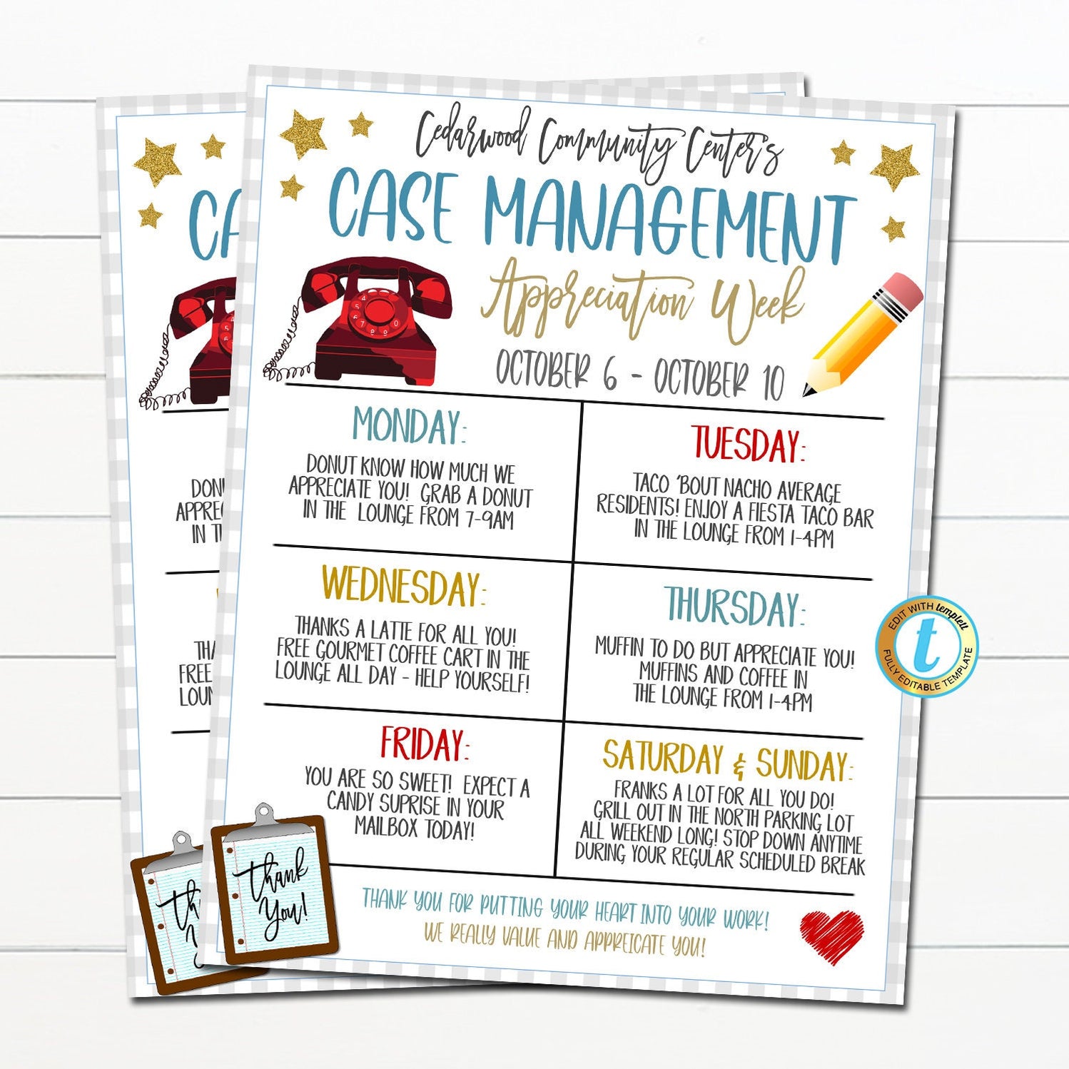 Case Management Week Appreciation Itinerary Flyer — TidyLady Printables