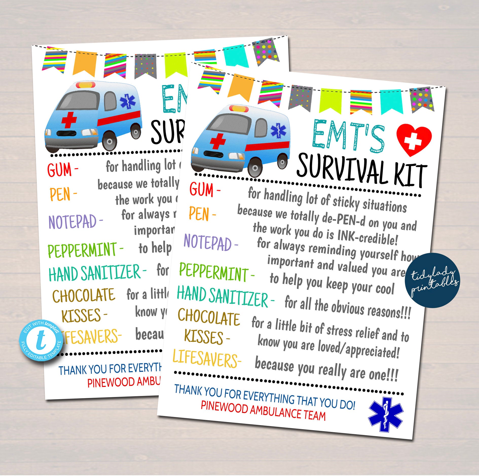 Truck Driver's Survival Kit Gift Tags, National Truck Driver Appreciation  Day, Staff Thank You Gift Card, Printable DIY Editable Template 