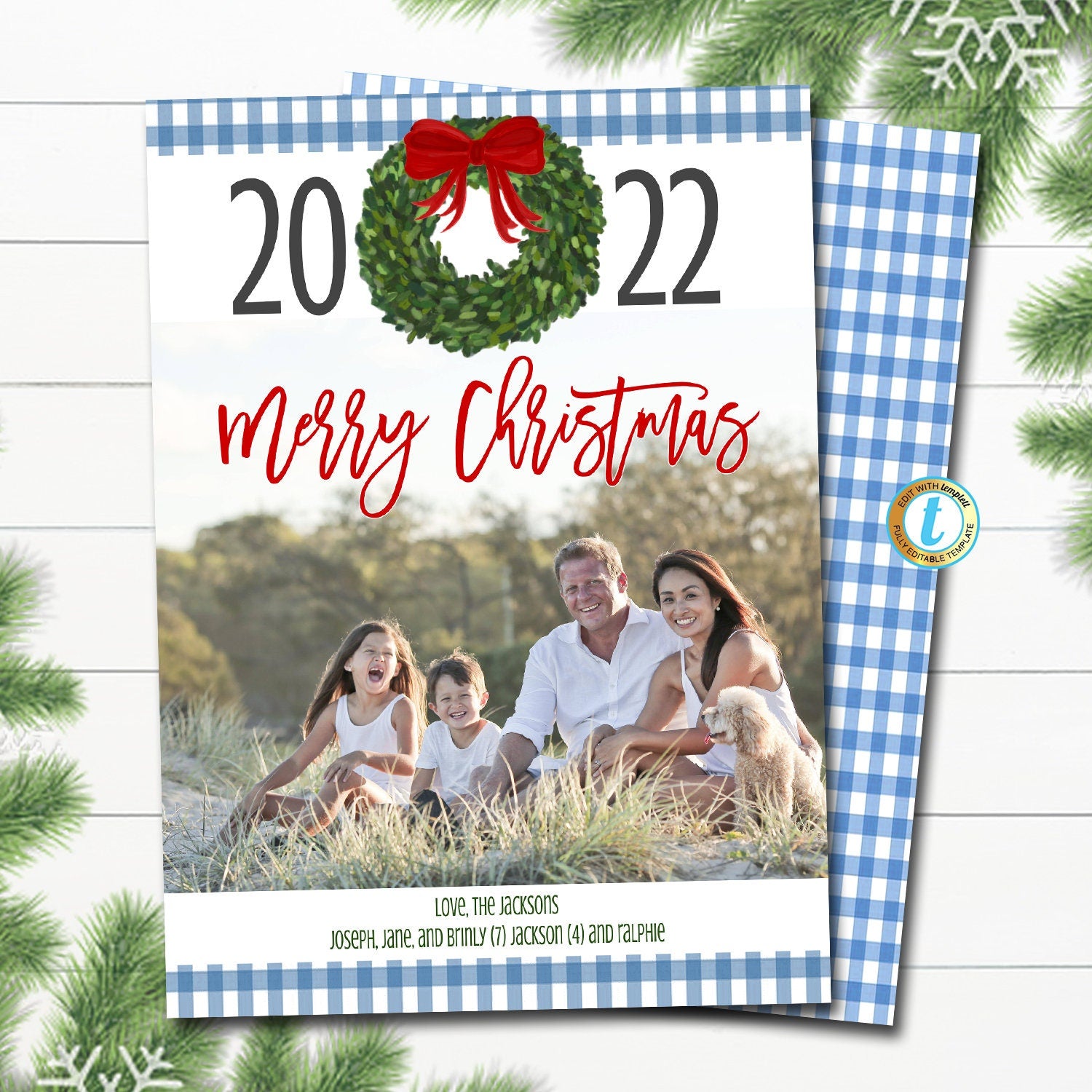 Holiday Family Photo Card Template