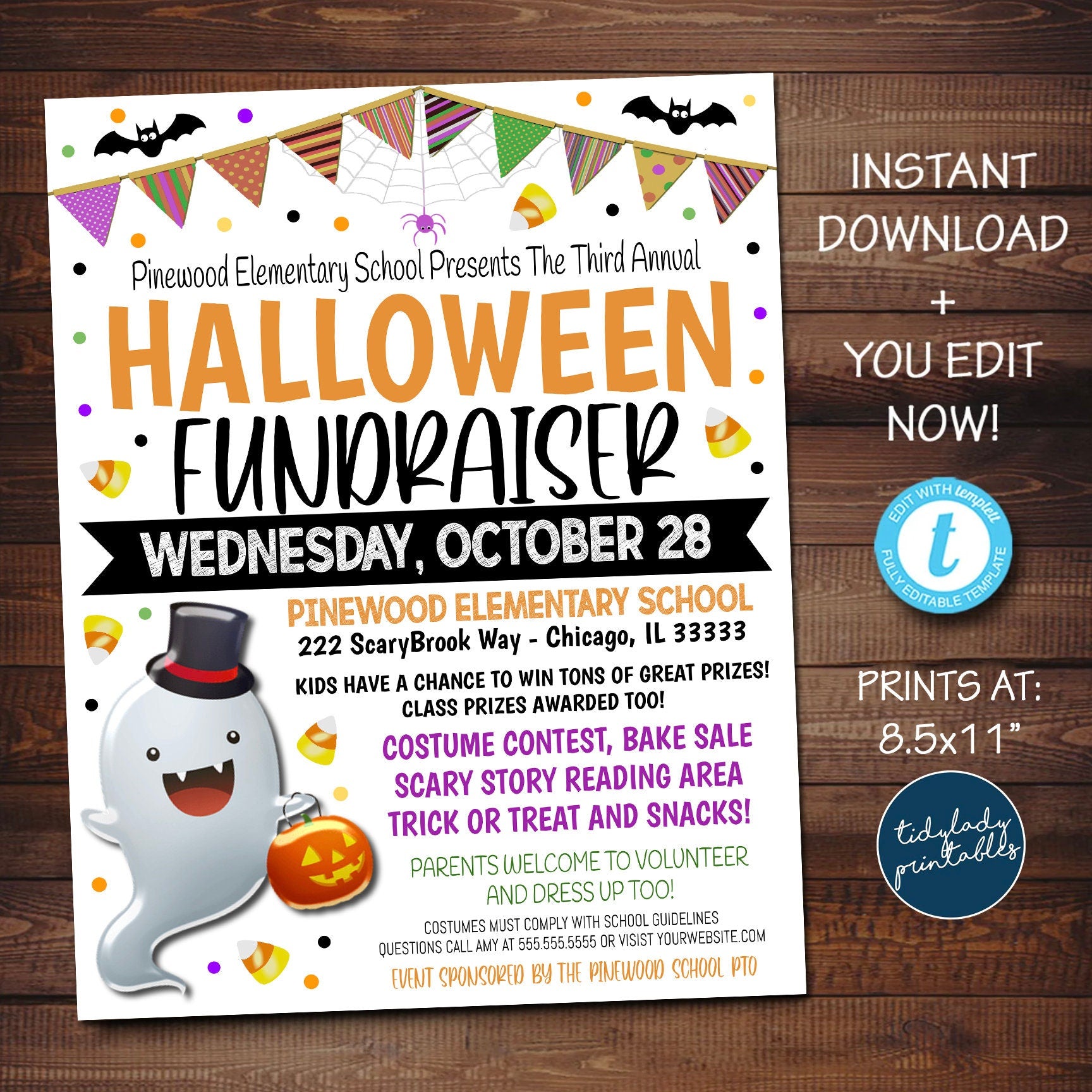 EDITABLE Halloween Pet Costume Contest Flyer, Animal Shelter Rescue  Community Nonprofit Halloween Benefit Event, Halloween Party, PRINTABLE