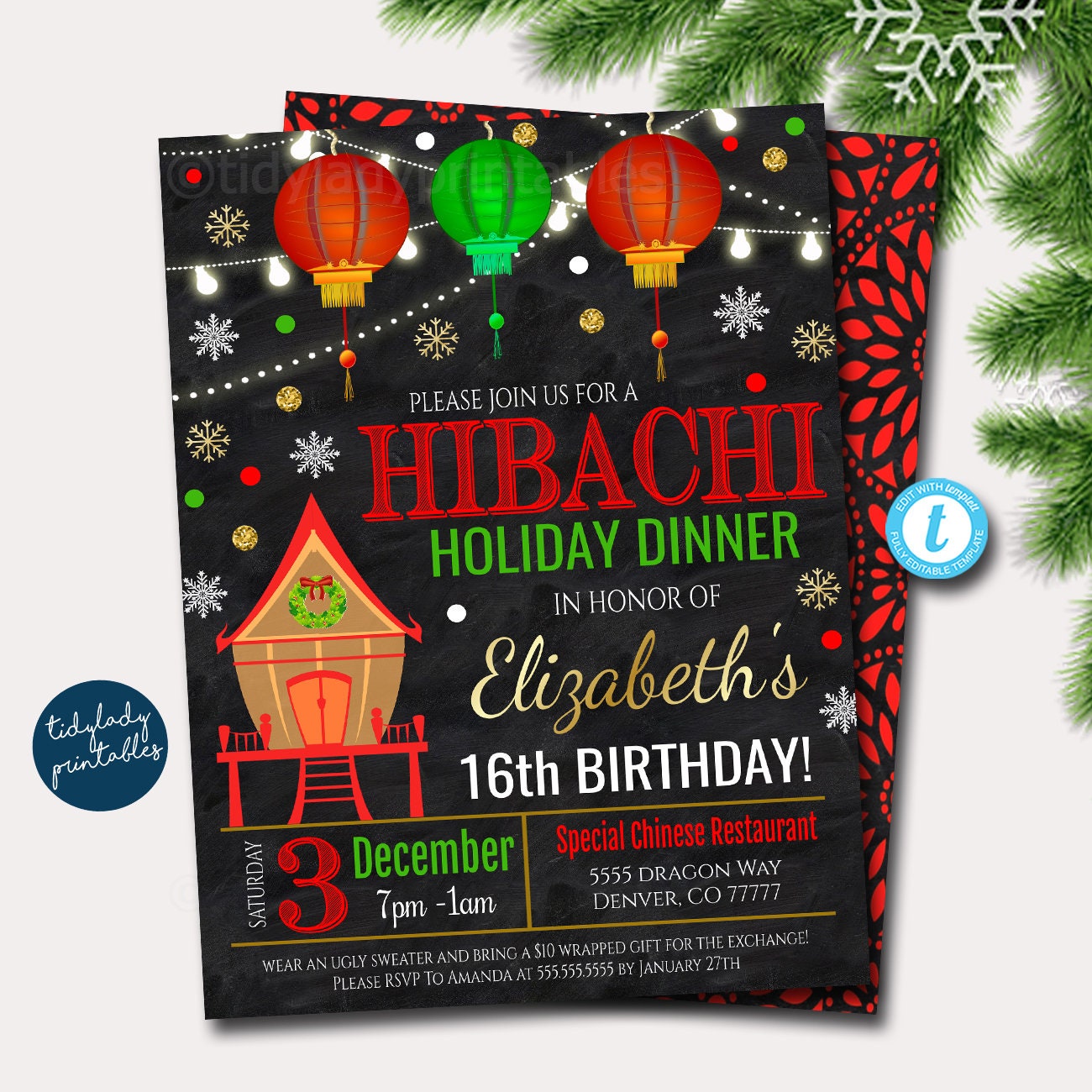 christmas dinner party invitation templates