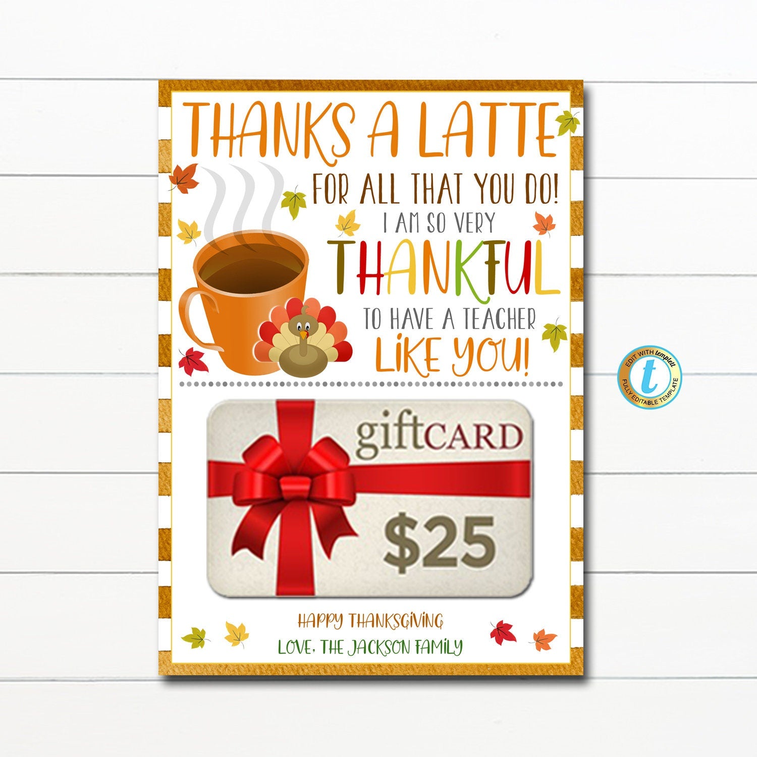 Coffee Gift Card Holder, Teacher Appreciation, Thank You Gift