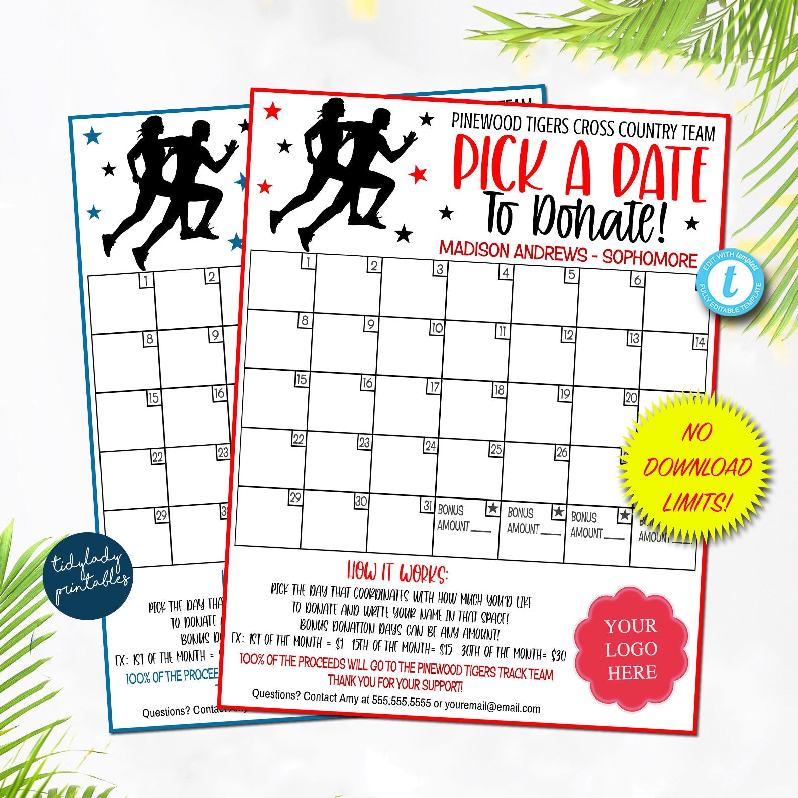 Editable Dancer Calendar Fundraiser Template Pick a Date to 
