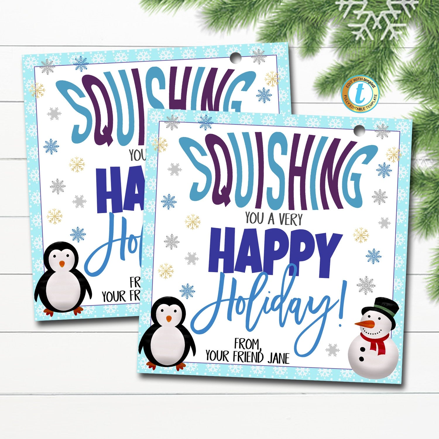 Holiday Tag | Squishing you a Happy Holiday — TidyLady Printables