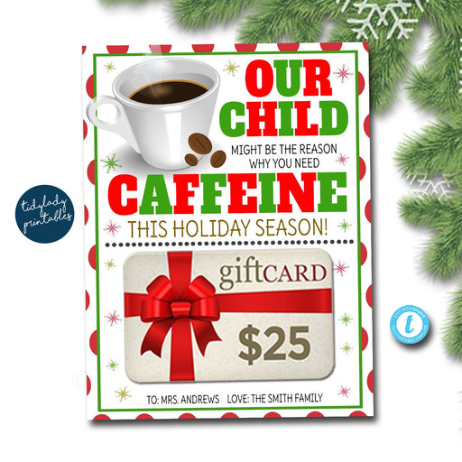 Gold Christmas Thanks a Latte Christmas Coffee Gift Card Holder templa –  Cute Party Dash