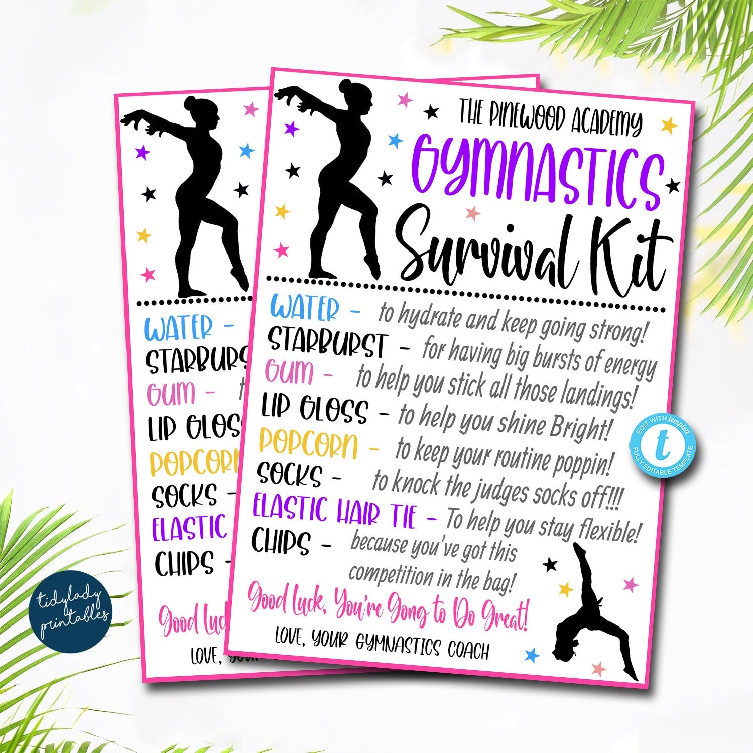 Gymnastics Competition Survival Kits Gymnastics Gifts, Team Gift, PDF File  Instant Download Survival Kit 