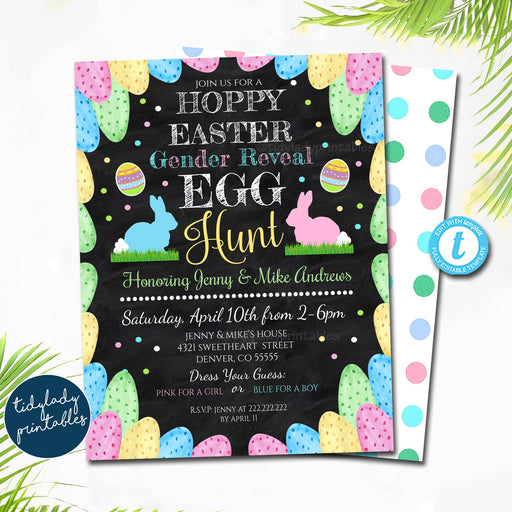 Gender Reveal Party Invitation  Spring Easter Baby Shower — TidyLady  Printables