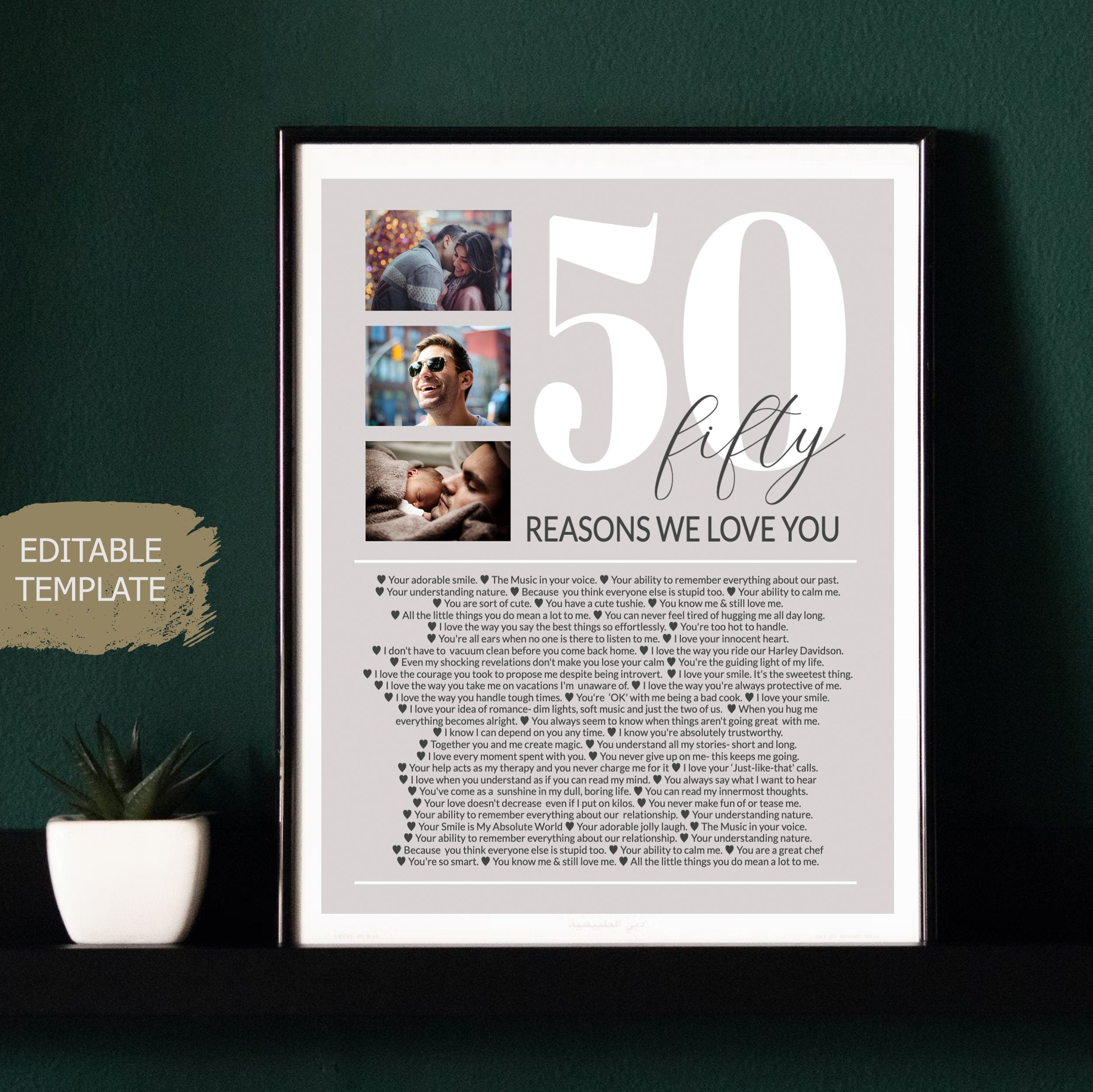 50 Reasons We Love You Photo Collage, Keepsake Gift Family — TidyLady  Printables