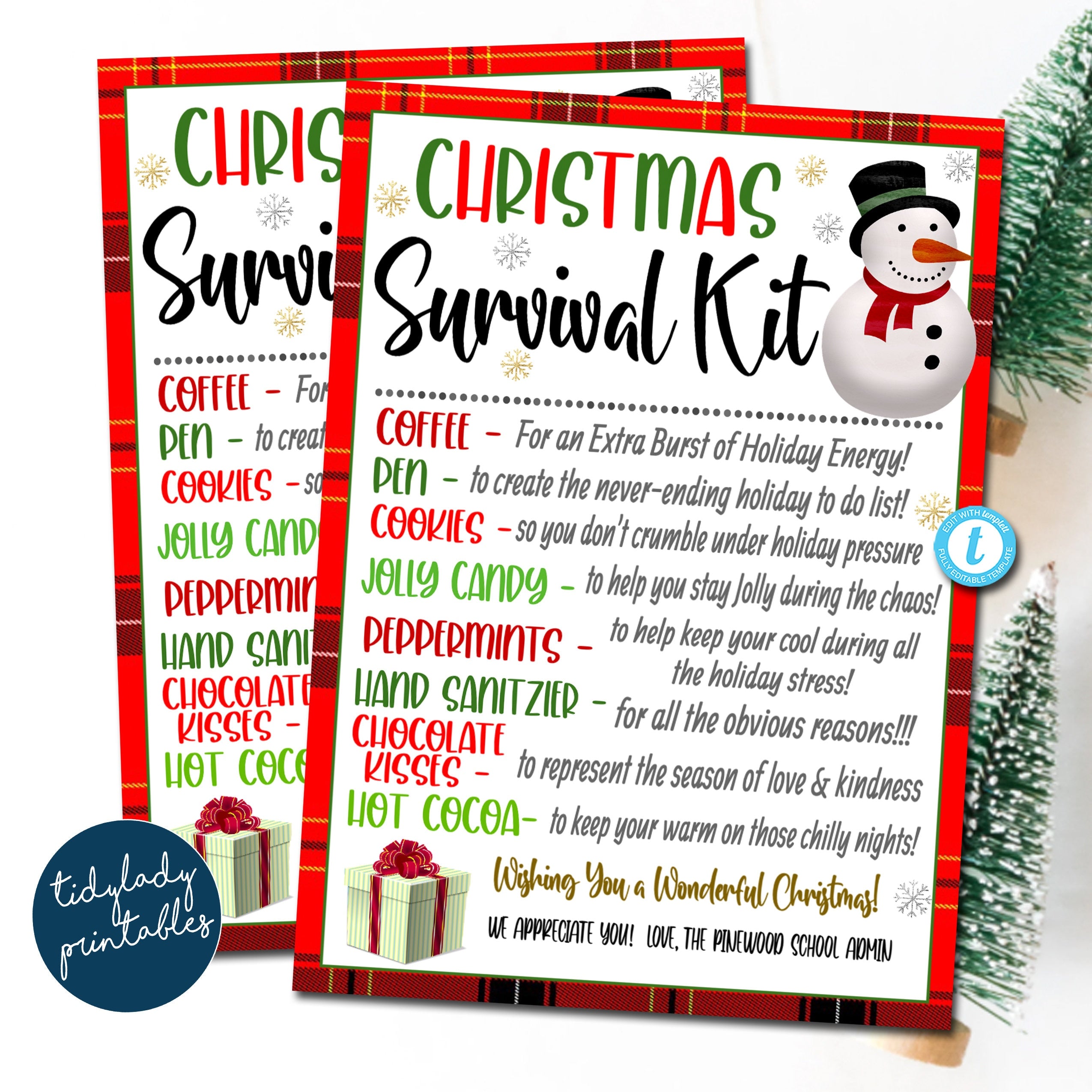 Christmas Survival Kit Tag