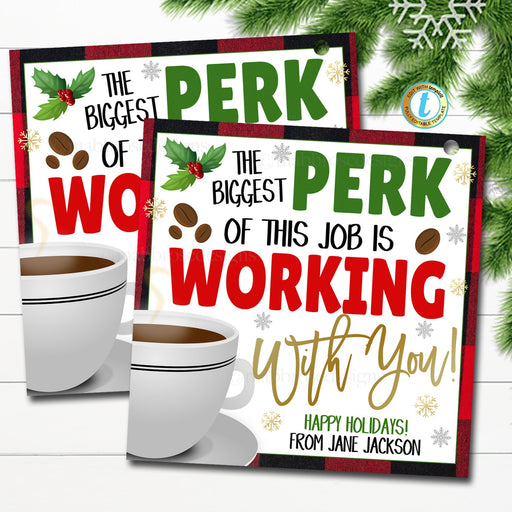 Christmas Coffee Gift Tag Printable Teacher Christmas Gift Tag Staff  Holiday Gift Nurse Christmas Gift Merry & Caffeinated 