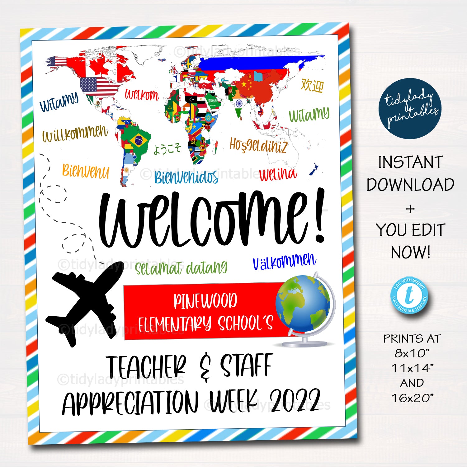 Spanish Class Editable Welcome Sign Instant Download Teacher