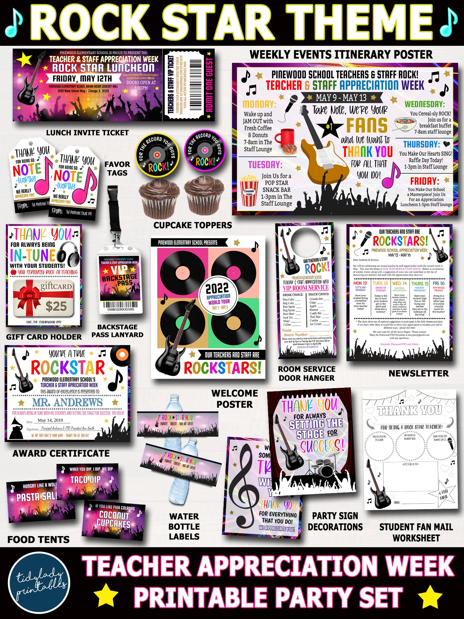 Rockstar Party Backstage Pass Printable Insert Rockstar 