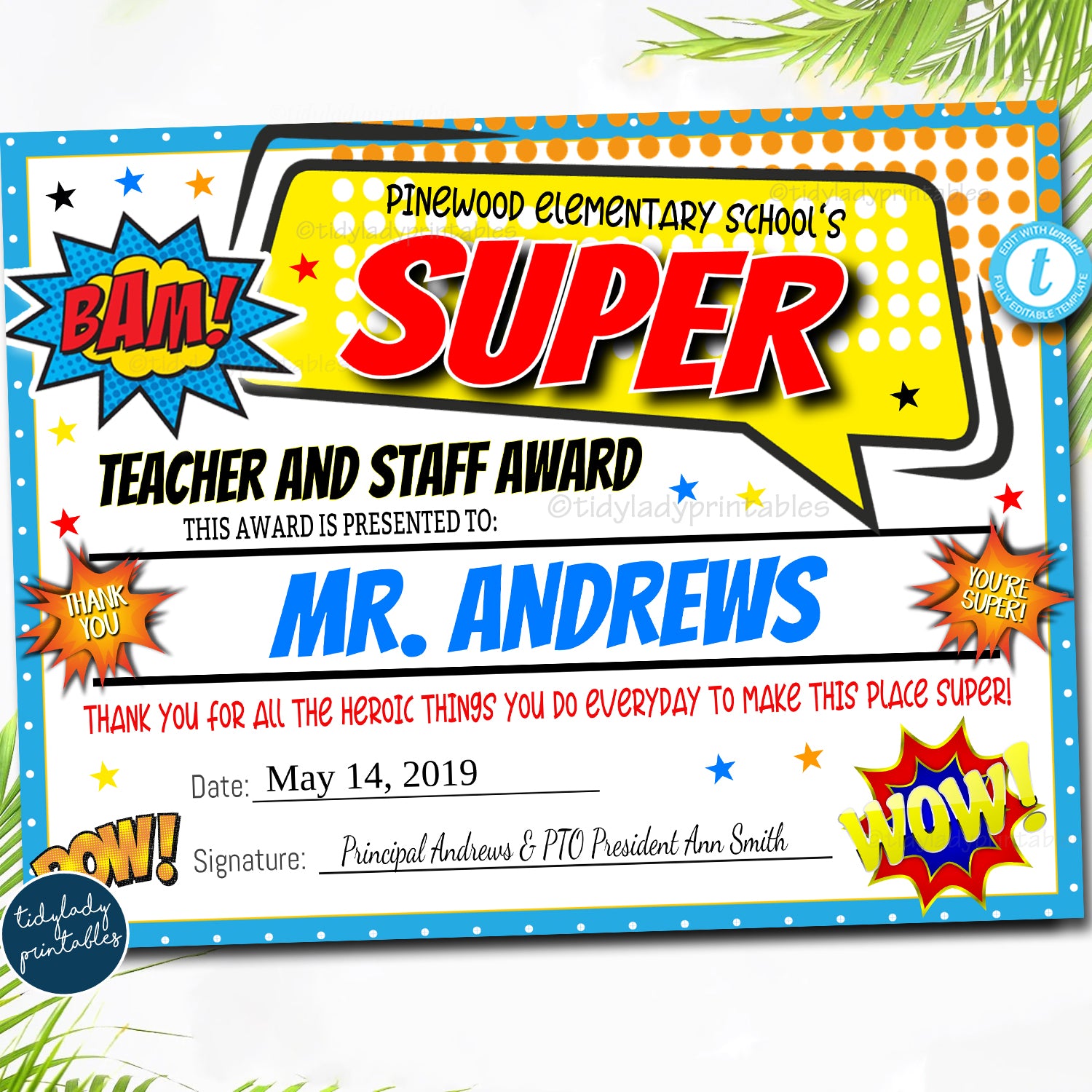 superhero certificate template