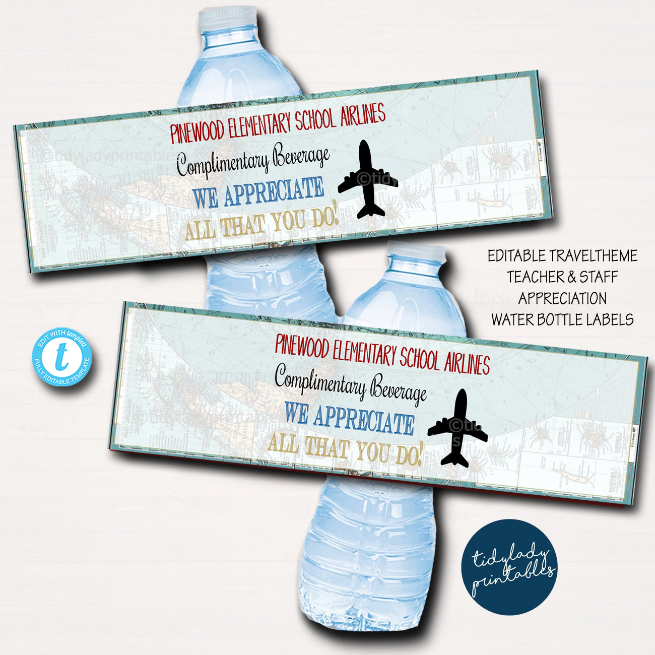 Editable Airplane Water Bottle Labels, Instant Download, Airplane Water  Bottle Wrapper, Birthday Party Favors, Plane Water Labels, Pilot