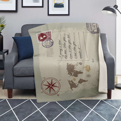 Worldmap Postcard Personalized Blanket