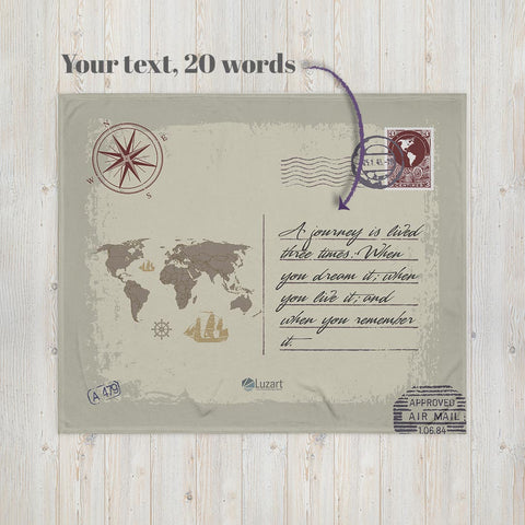 Worldmap Postcard Personalized Blanket