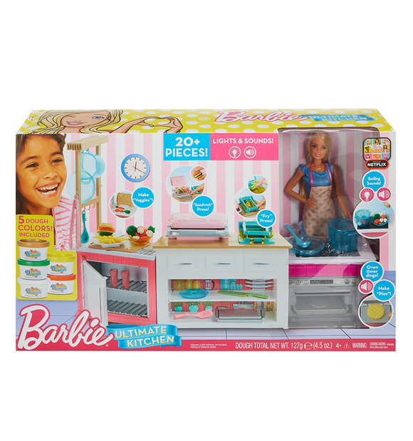 barbie kitchen playset with doll