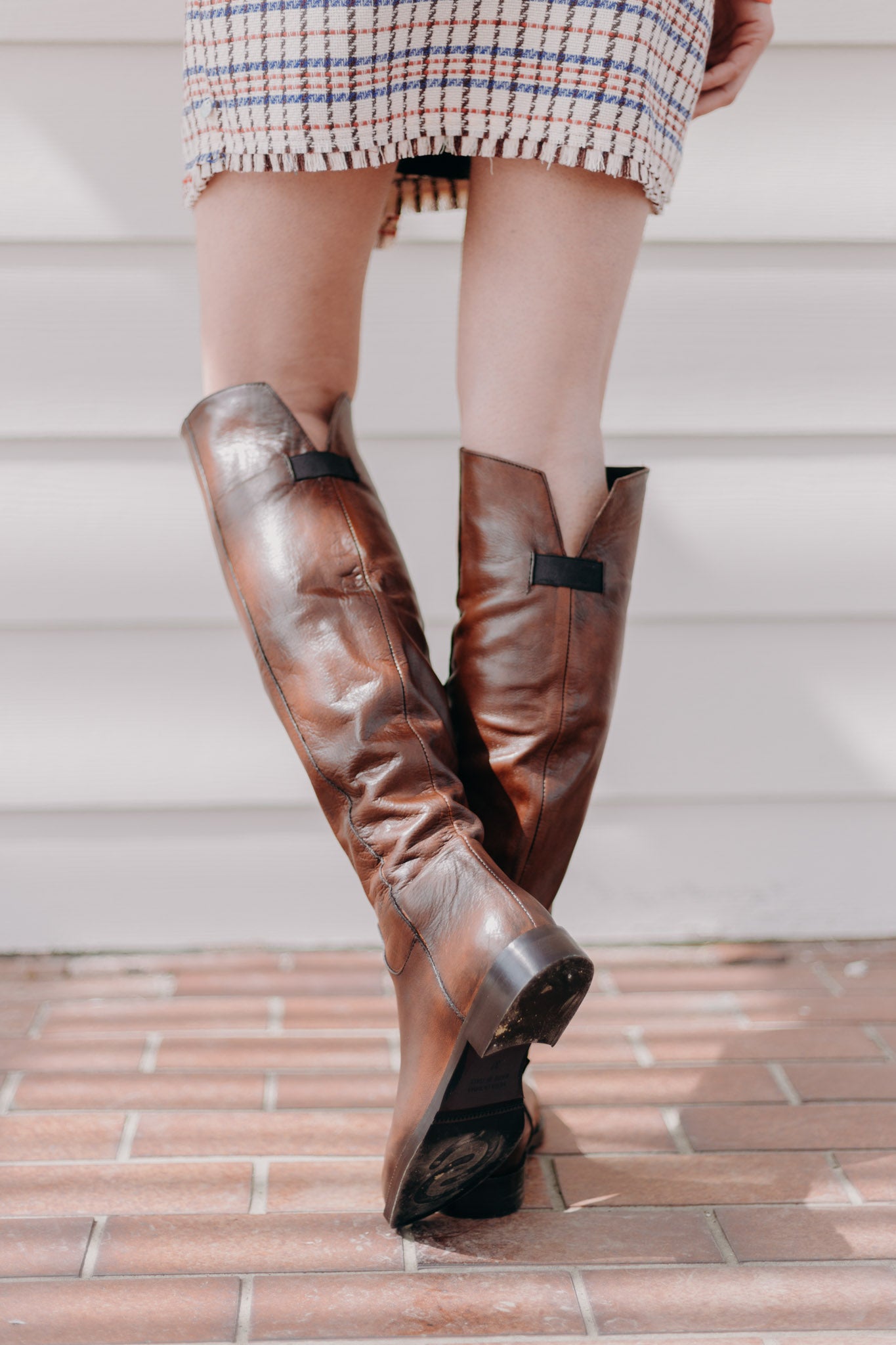 rust knee high boots