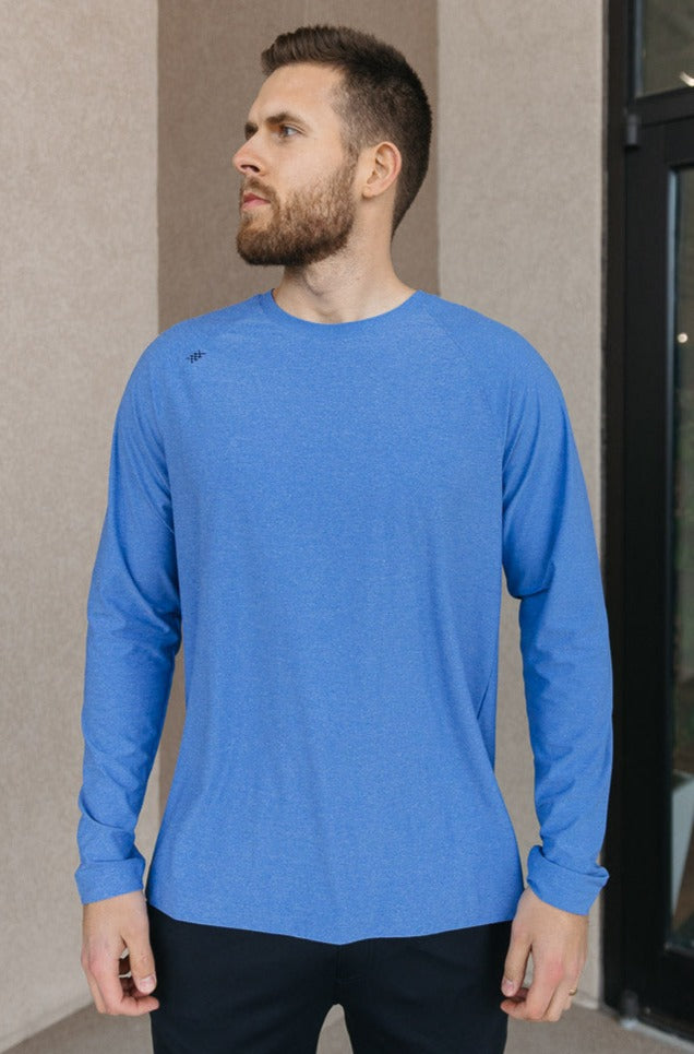 Rhone Reign Long Sleeve T-Shirt, Ice Blue Heather - RUST & Co.