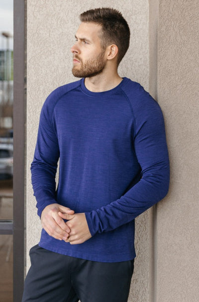 Rhone Reign Tech Long Sleeve T-Shirt, Fathom Blue - RUST & Co.